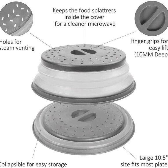 Microwave Splatter Cover Collapsible Microwave Cover for Food - Picture 3 of 7